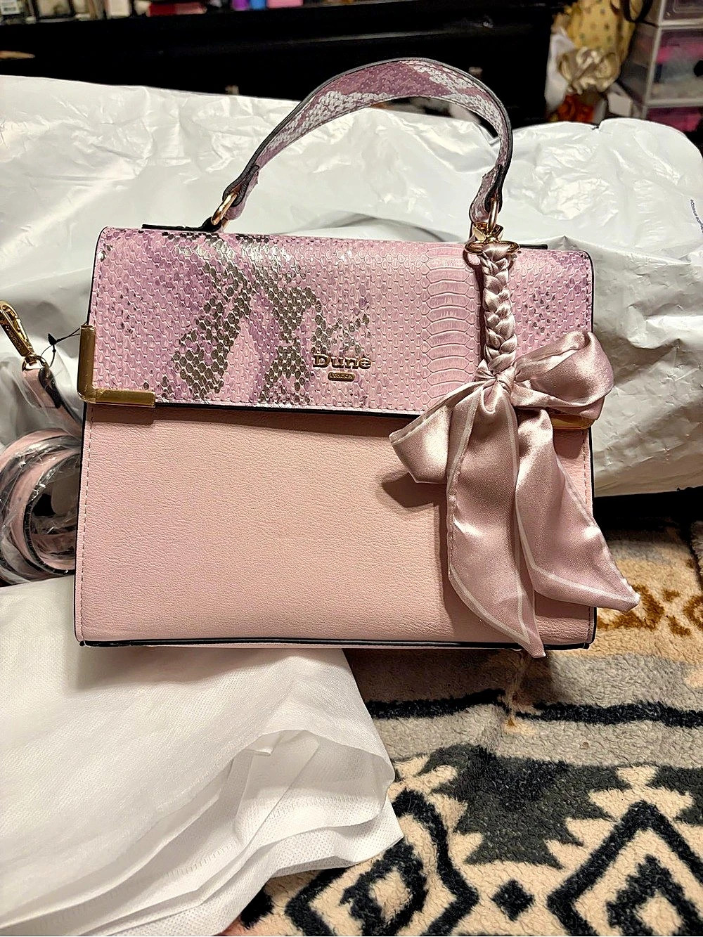 Dune London NWOT Pink Structured Top Handle Shoulder Bag